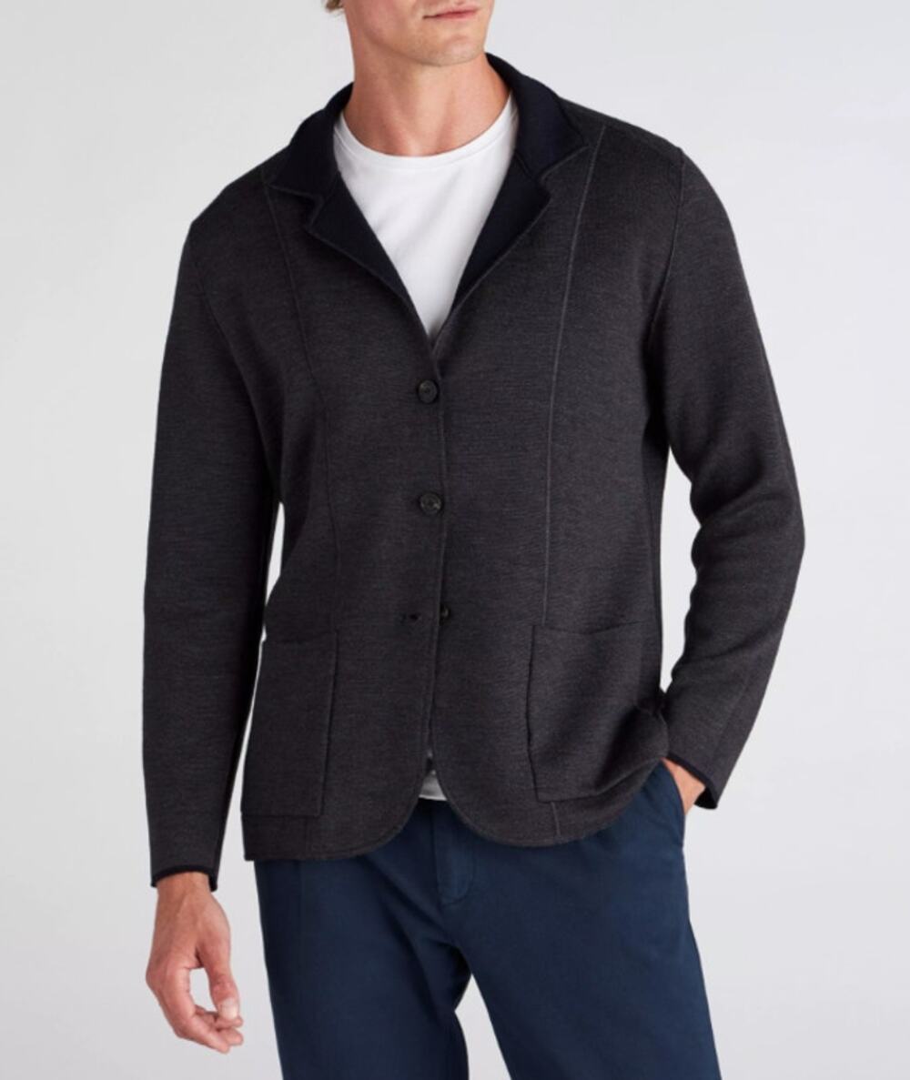 MAURIZIO BALDASSARI Reversible Knit Wool Swacket Cardigan Sz 52/US L $1195 3X39